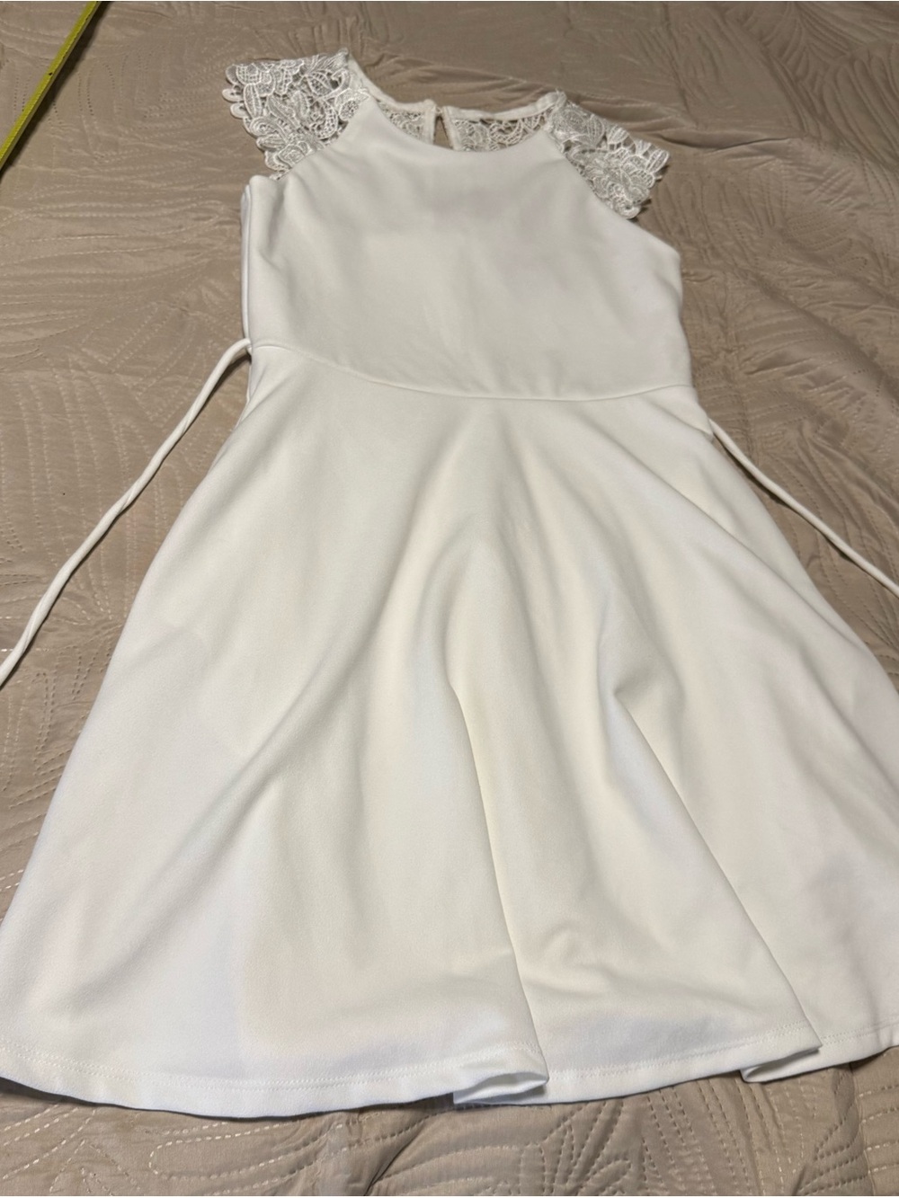 Xtraordinary White Lace-Trim Fit & Flare Mini Dress Sz 14